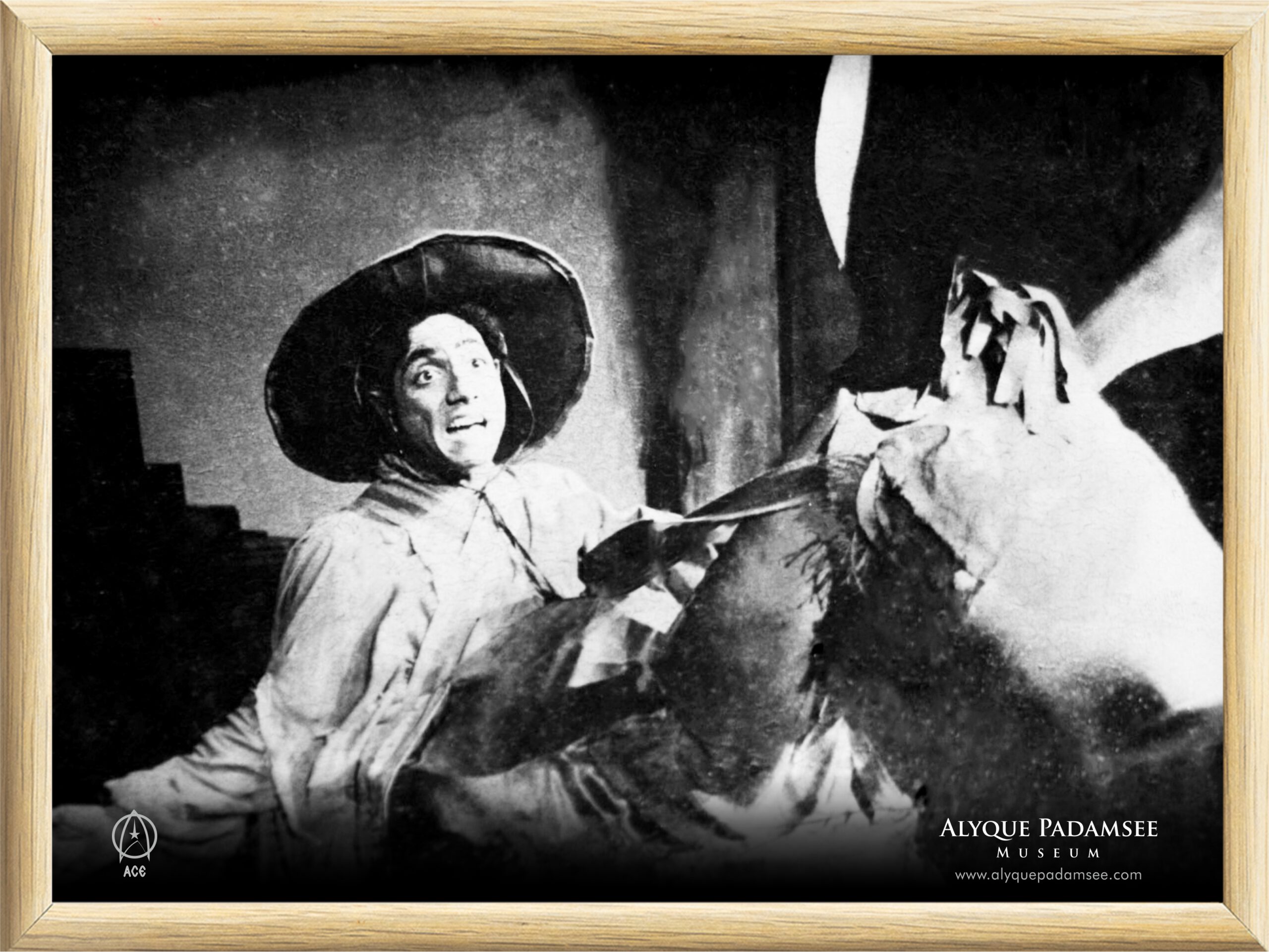 Sancho Panza on his donkey, Dapple. Sancho Panza played by Darius Shroff